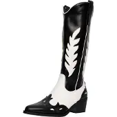 Salinyang Bottes de cowboy noir / blanc
