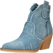 Salinyang Bottes de cowboy bleu denim