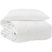 vidaXL Couverture de lit toute saison avec 2 coussins, blanche, en microfibre