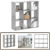 vidaXL Bibliothèque gris béton 102x32x102 cm bois d'ingénierie