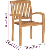 vidaXL Chaises de jardin empilables avec coussins 4 pcs. Bois massif teck