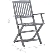 vidaXL Chaises de jardin pliantes 4 pièces avec coussin en bois massif d'acacia