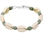 KUZZOI Bracelet 'Muscheln' écru / vert / argent