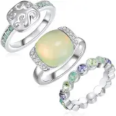 Lulu & Jane Bague vert / argent / blanc perle