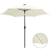 vidaXL Parasol avec éclairage LED et mât en aluminium 300 cm blanc sable