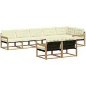 vidaXL Ensemble de salon de jardin 8 pièces, blanc et crème