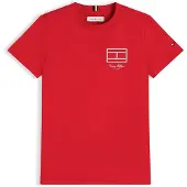 Tommy Hilfiger T-Shirt 'Outline Flag Logo' rouge / blanc