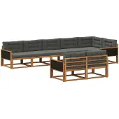 vidaXL Ensemble de canapés d'extérieur avec coussins 8 pièces Nature et Anthracite