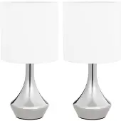 Möbelando Lampe de bureau lot de 2 "Leißling" en métal argenté, blanc. Dimensions (L/H) 16x32 cm