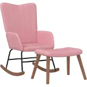 vidaXL Chaise à bascule avec repose-pied Rose Velours