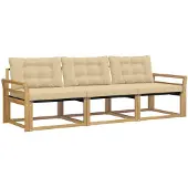 vidaXL Ensemble de canapés d'extérieur avec coussins, 3 pièces, blanc et beige