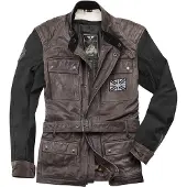 Black-Cafe London Veste de moto en cuir rétro , noir/marron, taille 48