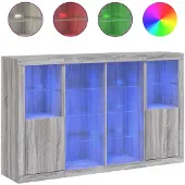 vidaXL Sideboards avec lampes LED 3 pcs. Gris Sonoma Matériau dérivé du bois