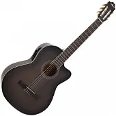 Gear4Music Guitare Électro-Classique Deluxe à Pan Coupé Simple par Trans Black