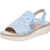 Rieker Sandales à talons compensés FSK pour femmes, bleu clair, taille 40