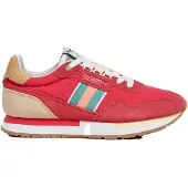 Pepe Jeans pour femme. PLS400020 Aiden Tape Leather Sneakers pink (40), Cuir, Rouge, Plat, Lacets, Casuel