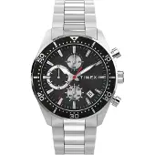 Timex Montre à affichage analogique noir / argent