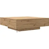 vidaXL Table basse avec éclairage LED, finition chêne artisanal, 100 x 100 x 31 cm