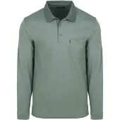 Casamoda Regular Fit Polo manches longues vert, Unicolore