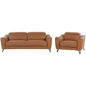 Beliani Ensemble Canapé Et Fauteuil En Cuir Marron Doré 4 Places Narwik