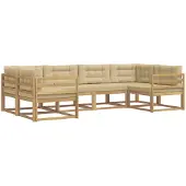 vidaXL Ensemble de canapés d'extérieur avec coussins, 6 pièces, blanc et beige