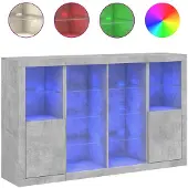 vidaXL Sideboards avec lampes LED 3 pcs. Gris béton Bois composite