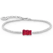 Thomas Sabo Bracelet de tennis avec ourson d'or rouge Argent, (19 cm, Argent 925)