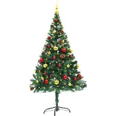 vidaXL Arbre de Noël artificiel pré-éclairé avec boules vert 210 cm