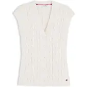 Tommy Hilfiger Cardigan 'Cable Slim Sleeve' jaune clair