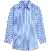 Tommy Hilfiger Chemisier 'Oversized Fit' bleu roi / blanc