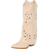 Salinyang Bottes de cowboy beige clair