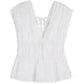 Tommy Hilfiger Haut 'Regular Fit Sleeveless Smock Blouse With' blanc