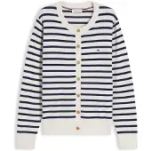 Tommy Hilfiger Cardigan 'Fine' beige clair / bleu marine