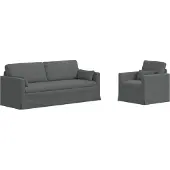 vidaXL Canapé 2 pcs Gris foncé Mét¿¿
