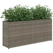 vidaXL Jardinières avec 2 pots 2 pcs gris 90x20x40 cm résine tressée