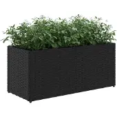 vidaXL Lit surélevé avec 2 compartiments noir 72x30x32 cm Poly rotin