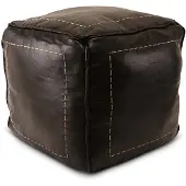 Safaary Pouf marocain en cuir noir Carré