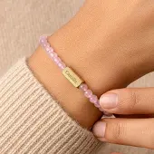 Yoursurprise Bracelet quartz rose personnalisé - M - 4mm - Or