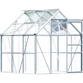 Gardebruk Serre de jardin en aluminium 5,85m³ abri extérieur de plantes légumes fruits 190x190x195cm gouttière