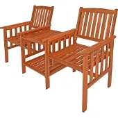 Casaria Banc de jardin 2 places bois d'acacia avec table support et accoudoirs jardin