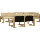 vidaXL Ensemble de canapés d'extérieur avec coussins, 7 pièces, blanc et beige
