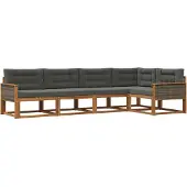 vidaXL Ensemble de canapés d'extérieur , 5 pièces, couleur nature et anthracite