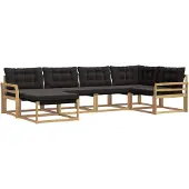 vidaXL Ensemble de canapés d'extérieur avec coussins, 6 pièces, blanc et noir
