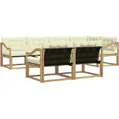 vidaXL Ensemble de canapés d'extérieur avec coussins, 7 pièces, blanc et crème