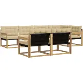 vidaXL Ensemble de canapés d'extérieur avec coussins, 7 pièces, blanc et beige