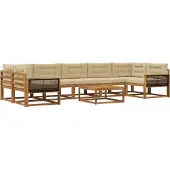 vidaXL Ensemble de canapés d'extérieur avec coussins 8 pièces Nature et Beige