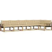 vidaXL Ensemble de salon de jardin 6 pièces, blanc et beige