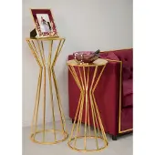Mauro Ferretti Table ronde en métal doré Ø 38x100 cm