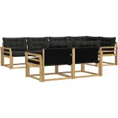 vidaXL Ensemble de canapés d'extérieur avec coussins, 7 pièces, blanc et noir
