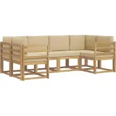 vidaXL Ensemble de canapés d'extérieur avec coussins, 6 pièces, blanc et beige